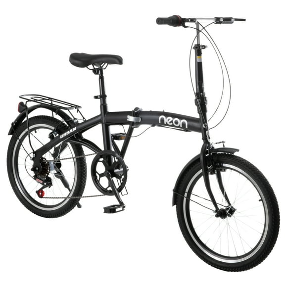 Bicicleta Neon Plegable Rodada 20 7 Velocidades Color Negro
