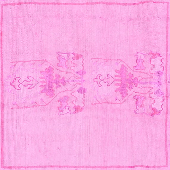 Ahgly Company Indoor Square Abstract Pink Modern Area Rugs, 4' Square