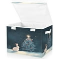 thumbnail image 2 of WOBOGO Christmas Tree and A Rabbit Large Collapsible Storage Box Flip Lid Fabric Decorative Organizer Container Basket with Handles 16.5×12.6×11.8in, 2 of 7