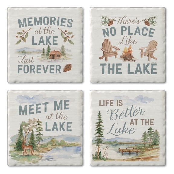 Thirstystone Rustic Lake 4-Pack Assorted Tumbled Tile Coasters