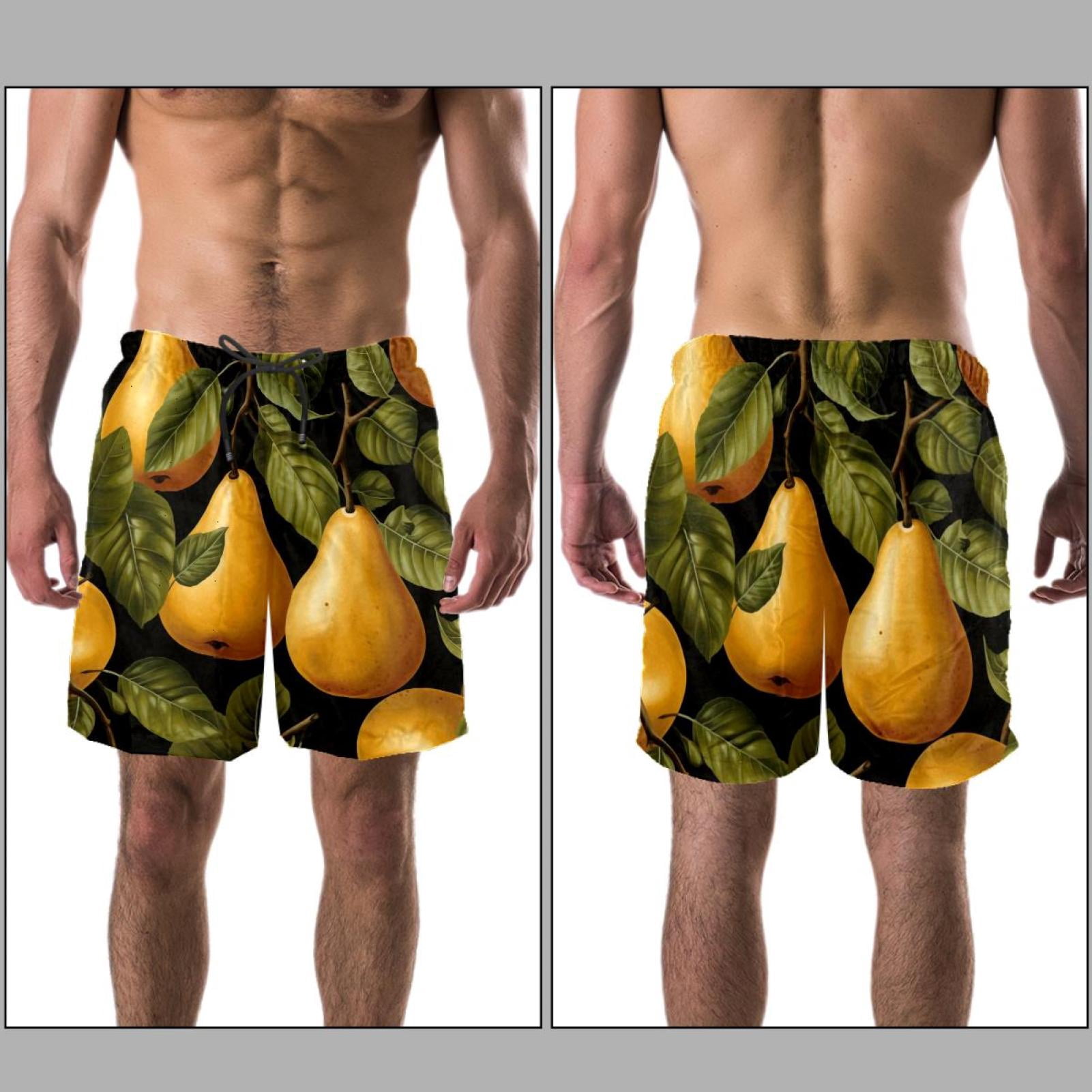 luoweisi Men's Beach Shorts Quick Dry Swim Trunks with Mesh Lining Pear 2XL
