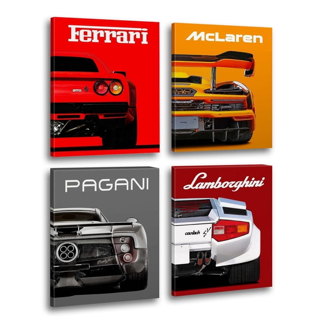 Set de estampados murales con pósters modernos de coches Ferrari Lamborghini