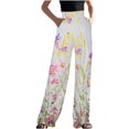 thumbnail image 1 of Pantalones largos rectos de cintura alta con estampado de cintura elástica suelta informal para mujer Pompotops  ulkah940131, 1 of 8