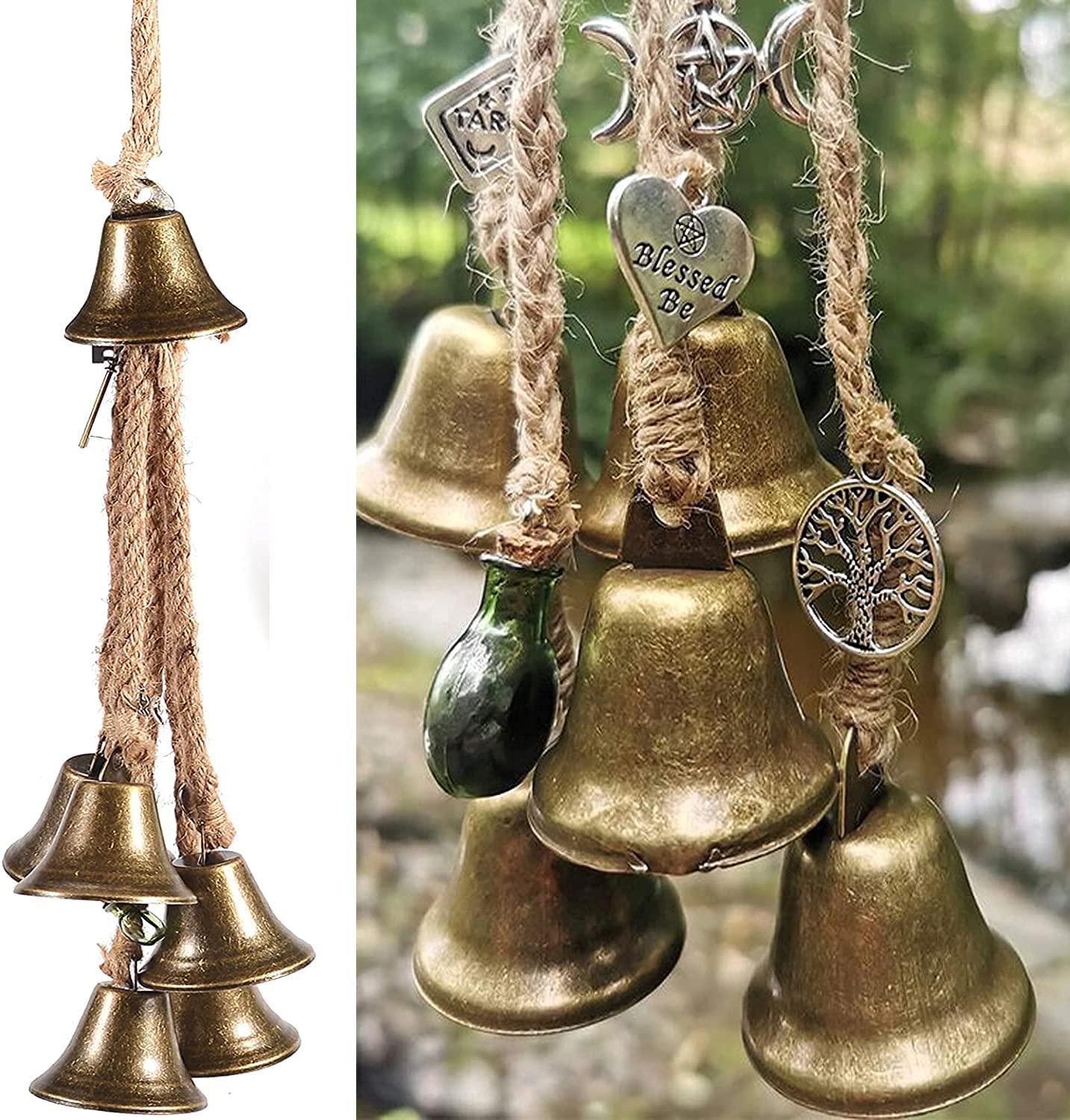 Cloche De Sorcière - Carillon éolien Porte-bonheur - Décoration ésotérique Pour Porte, Fenêtre, Autel (31 Cm)