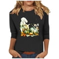 thumbnail image 2 of QIPOPIQ Hauts pour Femmes Manches 3/4 Col Rond Blouses Décontractées Amples en Solde, 2 of 5