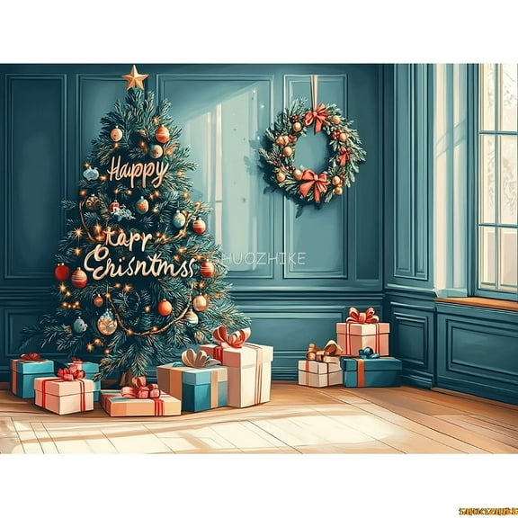 New Year Christmas Day Digital Photography Backdrop Prop Fireplace Winter Living Room Gift Holiday Photo Studio Background RS-17