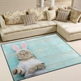 thumbnail image 2 of SKYSONIC Lightweight Soft Area Rugs Easter Cat with Rabbit Ears Floor Mat for Kids Playing Room Hardwood Floor Living Room 63x48 inch Nursery Rugs, 2 of 6