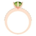 thumbnail image 4 of 1.71ct round cut green natural peridot 18k rose gold Bridal Wedding Engagement Promise Anniversary Ring for Women size 9.25, 4 of 7