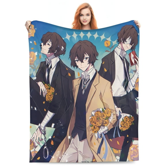 Bungo Stray Dogs Dazai Osamu Bed Blanket 3D Printed Throw Blanket Lightweight Super Soft Air Conditioning Room All Season Blanket Sofa Couch Bed Fans Cartoon Blanket 40"x30"