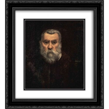 Tintoretto 2x Matted 20x24 Black Ornate Framed Art Print 'Self-portrait'