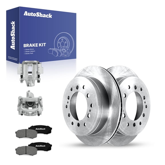 AutoShack Rear Brake Rotors, Premium Pads & Calipers for Toyota, FJ Cruiser 2010-2014, 4WD RWD V6 4.0L - 12.28" (312 mm), 6-Lug