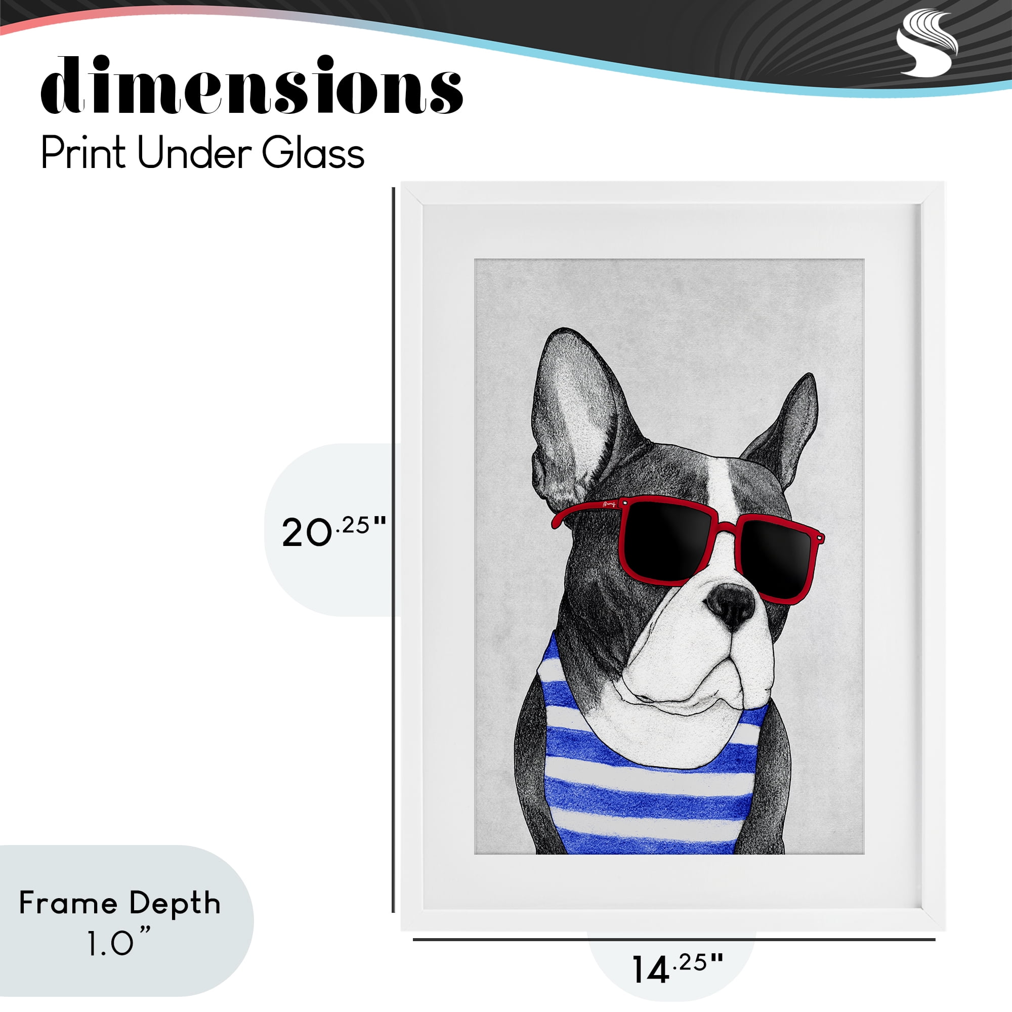 Stupell Industries Frenchie Summer Style White Framed Print Under Glass, design by Barruff