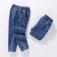 thumbnail image 5 of ZXLBBD Boy's Elastic Waisted Straight Leg Jeans for Fall Toddler Kids Youth Everyday Comfortable Stretchy Denim Pants Fashion Casual Outdoor,Dark Blue,Size 3 Y-4 Y, 5 of 7