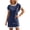 Navy, variant on Women's Contrast Trim Ribbed Knit Shift Mini Dress, Casual Short Sleeve Pocket Dress for Summer Daily Wear,S