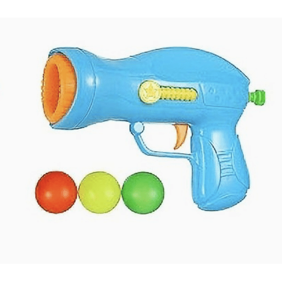 Lightweight Blue Foam Ball Gun Toy with Pull-and-Shoot, Includes 3 Soft Foam Balls, Blue