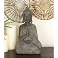 thumbnail image 2 of 9" x 17" Brown Polystone Meditating Buddha Sculpture with Engraved Carvings and Relief Detailing, by DecMode, 2 of 8