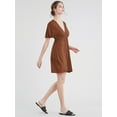 thumbnail image 3 of Made by Johnny Women's Airy Short Sleeve Kimono Style Deep V Neck Dress Top S-3XL Plus Size S RUST, 3 of 6