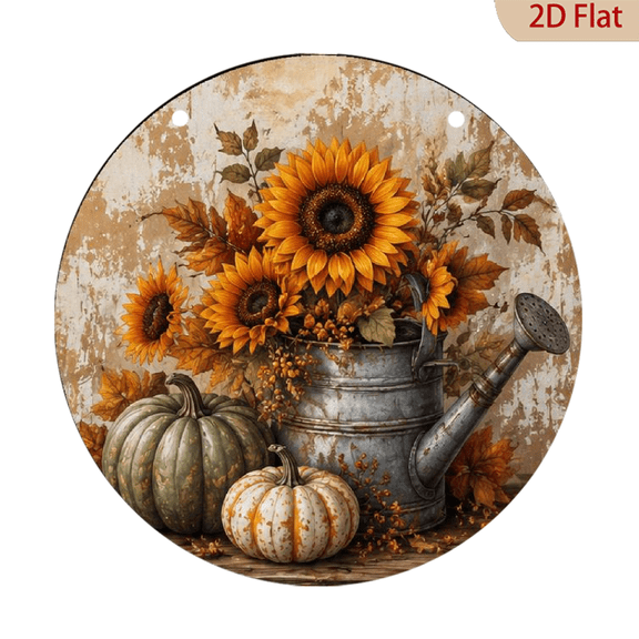 Vintage Harvest Home Aluminum Foil Sign with Sunflowers and Pumpkins - Joyful Metal Wall Decor for Indoor and Outdoor Use, Tin Art for Home, Restaurant, Cafe, Garage, Decorative Signs & Plaqu