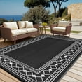 thumbnail image 6 of Twister.CK Outdoor Rug 9' x 12' Waterproof Patio Rug, Reversible Plastic Outside Carpet for RV Camping Deck Balcony Porch, Black, 6 of 8