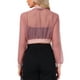 thumbnail image 3 of Chaqueta Bomber Crop INSPIRE CHIC para mujer, ligera de malla transparente, de manga larga, talla XL, color rosa oscuro, 3 of 5