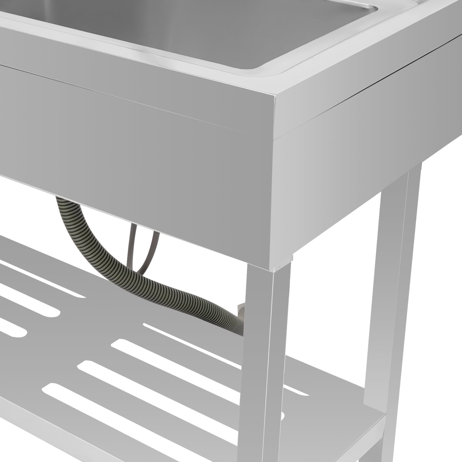 Stainless Steel Utility Sink,Multi-functional ​​Kitchen Sink with Cold and Hot Water Pipe and Faucet, Durable Composite Material,for Laundry Room Kitchen