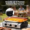thumbnail image 6 of WARMOUNTS 3 Burner 23'' Portable Propane Gas Griddle, 21000 BTU Flat Top Grill with Lid, Table Top Griddle with Nonstick Enameled Tray, grease pan for Camping, BBQ, 6 of 10