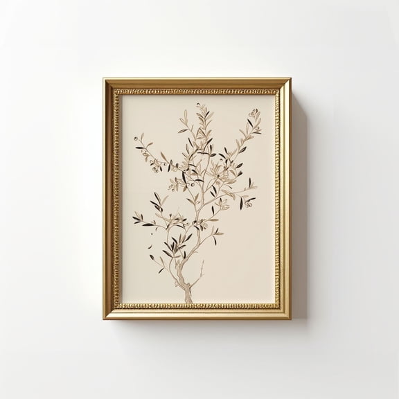 Vintage Olive Tree Branch Wall Art, Rustic Mediterranean Wall Art, Spanish Kitchen Wall Art, Vintage Botanical Art, Muted Tonal Art Poster, Unframed Poster Size 8x12 F03.1.15l868