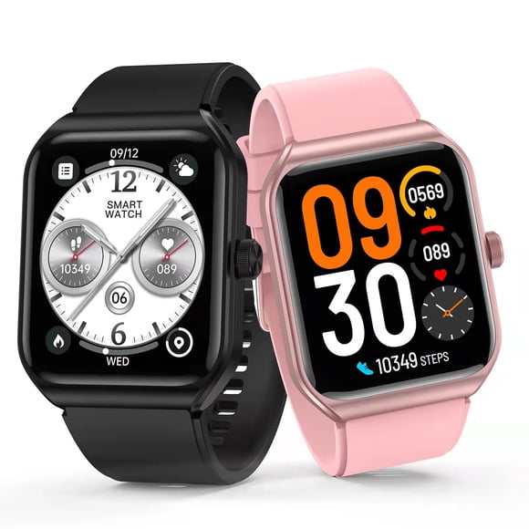 2PCS Smart Watch for Android Iphone,1.91"Couple Sport Smartwatch for Women Men, 100+ Sports Modes Fitness Tracker with Answer/Calls/Message Reminder, IP68 Waterproof for Valentine's Day Gift