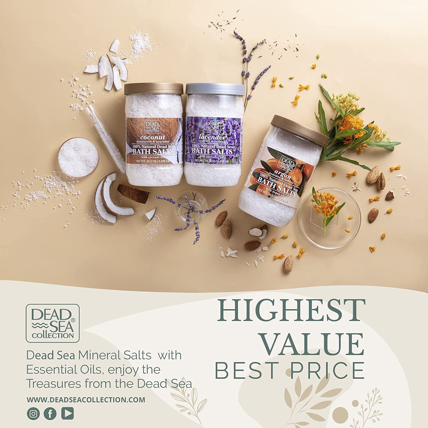 Buy Dead Sea Collection Bath Salts Enriched with Cherry Blossom