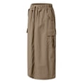 thumbnail image 5 of vigerkar Womens Cargo Skirt High Waisted Drawstring Quick Dry Maxi Skirt Trendy Back Slit Fashion A Line Long Skirts (Coffee, XXL), 5 of 8