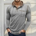 thumbnail image 2 of Men's Long Sleeve Hooded T-Shirt Casual Pullover with Button Lightweight Basic Top for Outdoor Activities and Daily Wear Mens T-Shirts Color Blues Slim V Neck T Shirts, 2 of 7