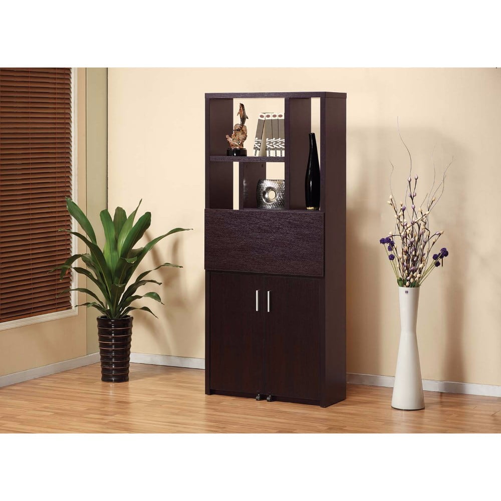 Contemporary Style Display Bookcase With Fold Down Desk