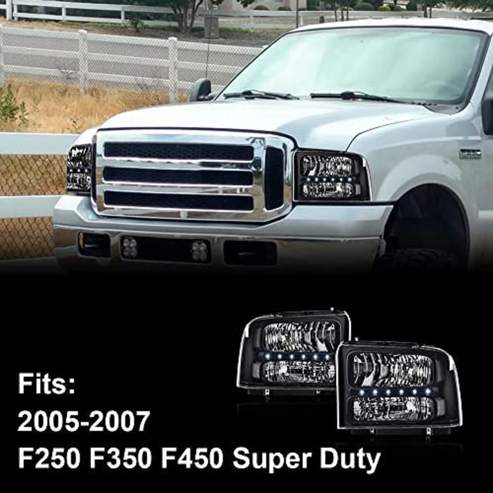 フラワーB ブルーグレイ G-PLUS Headlights Assembly Compatible With 1999-2004 Ford  Super Duty F250 F350 Truck Excursion Conversion Headlamps Replacement  (Clear lens 並行輸入品