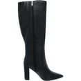 thumbnail image 2 of NINE WEST Womens Black Comfort Danee Pointed Toe Block Heel Zip-Up Leather Heeled Boots 7 M, 2 of 3