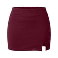thumbnail image 4 of Womens Skort Stretch Pencil Skirt with Side Slit Zipper High Waist Bodycon Slim Fit Solid Red XL, 4 of 4