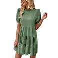 thumbnail image 2 of Yuwull Dresses for Women 2023 Casual Mini Dress Women Plus Size Short Sleeve Dress Hawaiian Beach Solid Color Sundress Summer Lounge Wear On Clearance, 2 of 8