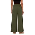 thumbnail image 7 of Mifsaly Linen Drawstring Pants Women Crochet Side Cutout Detail Wide Leg Casual Summer Pant Lightweight Flowy Vacation office Lounge Outfits with Pockets Army Green,XL, 7 of 7