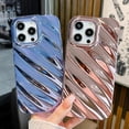 thumbnail image 5 of for iPhone 14 Pro Max Case 6.7" Curly Wave Frame Shockproof Phone Cover 3D Water Ripple Pattern Camera Lens Protection Bling Plating Soft TPU Case for Women Girls(Blue,for iPhone 14 Pro Max), 5 of 13