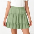 thumbnail image 6 of Tdoqot Girls Ruffle Skirts- Cute Elastic Waist Casual A-line A-Line Uniform Mini Skirt Green Size 8, 6 of 6