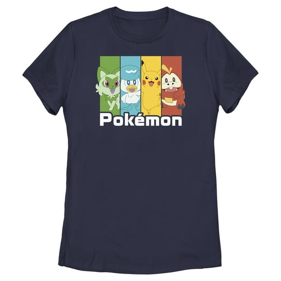 Women's Pokemon Colorful Friends  Graphic Tee Navy Blue Small