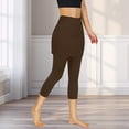 thumbnail image 3 of Brown Yoga Pants Women Skirted Leggings for Women Athletic Skorts Gym Tennis Yoga Legging High Waisted Leggings with Skirts Sweatpants Womens Fashion, 3 of 5