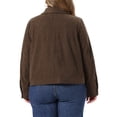 thumbnail image 3 of Agnes Orinda Women's Plus Size Short Jacket Lapel Button Down Long Sleeve Fall Casual Corduroy Jackets with Pockets 3X Dark Brown, 3 of 6