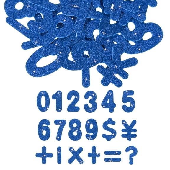 Number Foam Stickers, 72Pcs Numbers 0-9 EVA Self Adhesive Glitters Foam Shape Sticker Craft Supplies for Scrapbook Card DIY Making Home Decor, Blue