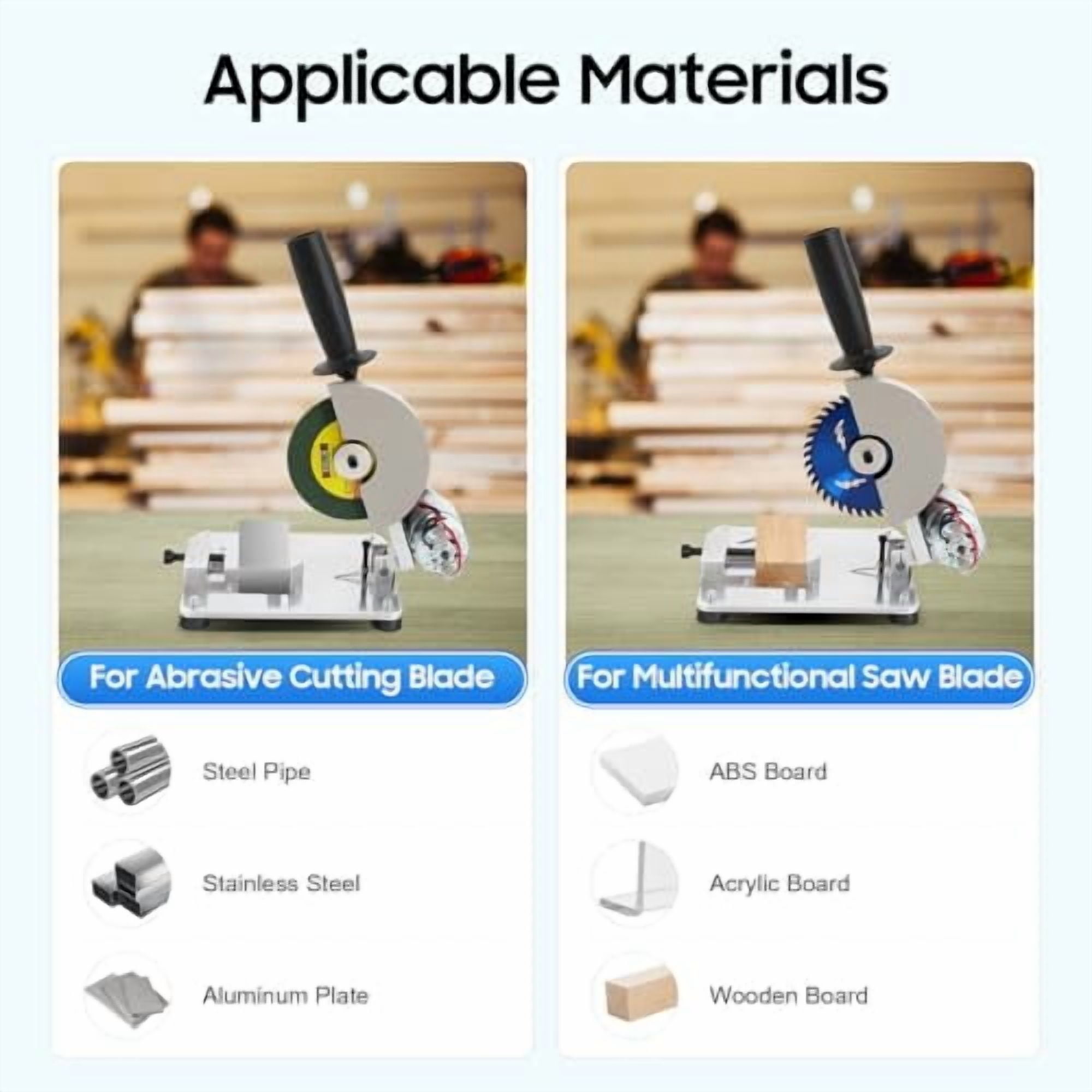 Low Noise Mini Table Saw, 0-45° Adjust-Angle Portable Tabletop Mitre Saw, 96W Manual Chop Saw for Metal Thin Stainless Steel Sheet Iron Sheet Wood Plastic Acrylic