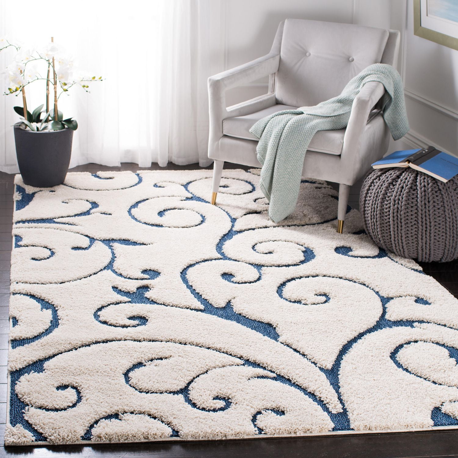 SAFAVIEH Florida Douglas Floral Vines Shag Area Rug