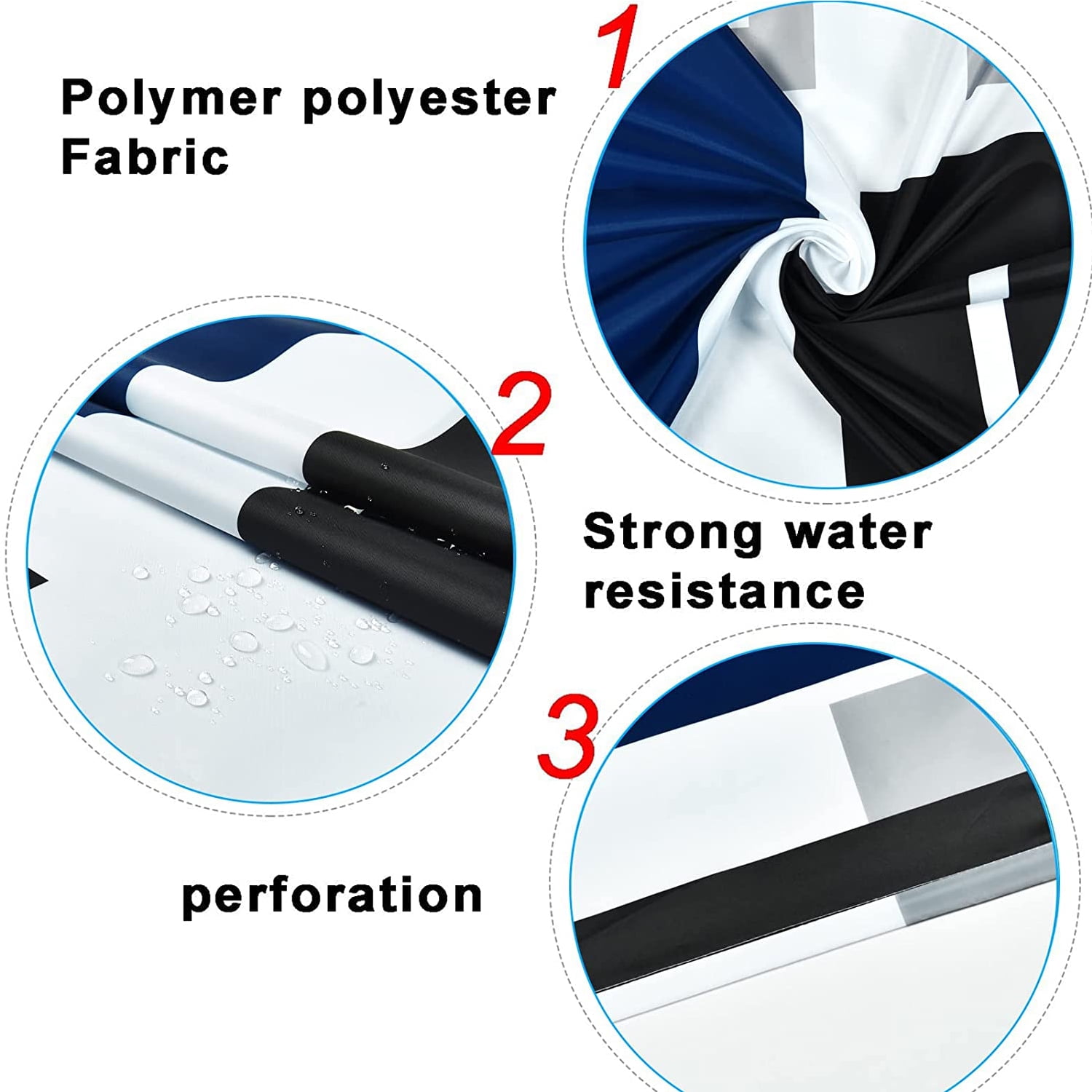 FRAMICS Blue Black Geometric Shower Curtain Sets with Rugs, 16 Pc Modern Abstract Bathroom Sets, Waterproof Fabric Shower Curtain with 12 Hooks and Toilet Rugs