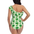thumbnail image 5 of Gukieu Broccoli 1 Print One-shoulder Ruffled One-piece Swimsuit with Removable Chest Pads and Tummy-control Swimsuit for Women-Small, 5 of 6