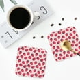 thumbnail image 4 of Honeii Strawberry print Leather Coaster Set of 4, ideal for safeguarding your furniture from drinks spills and effortless cleanup-Square, 4 of 6
