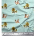 thumbnail image 1 of Soimoi Green Silk Fabric Tree & Animals Dots Decor Fabric Printed Yard 42 Inch Wide, 1 of 5