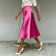 thumbnail image 5 of Squevariel Womens Satin Silk Midi Skirt Casual High Waist Skirts Fashion Soft Solid Color Long Skirt, 5 of 8
